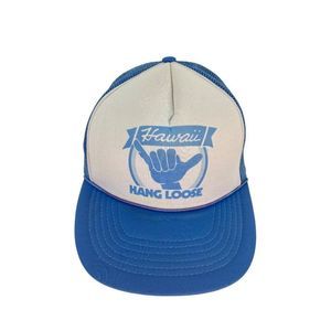 VTG Hawaii Hang Loose Shaka Gesture Blue White Snapback Hat Hawaiian Headware